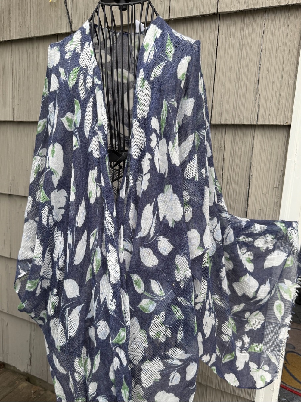 Sonoma Navy and White Floral Lightweight Scarf Cover